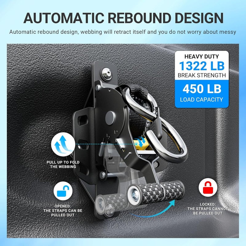 SZYANG 2PCS Retractable Ratchet Straps Compatible with 2009-2014 Ford F150 Retractable Tie Down Straps Replacement for 2009-2014 Ford F-150 Accessories - Image 2